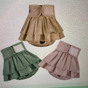 Stylish Layered Dog Dresses in Tan, Green, and Pink